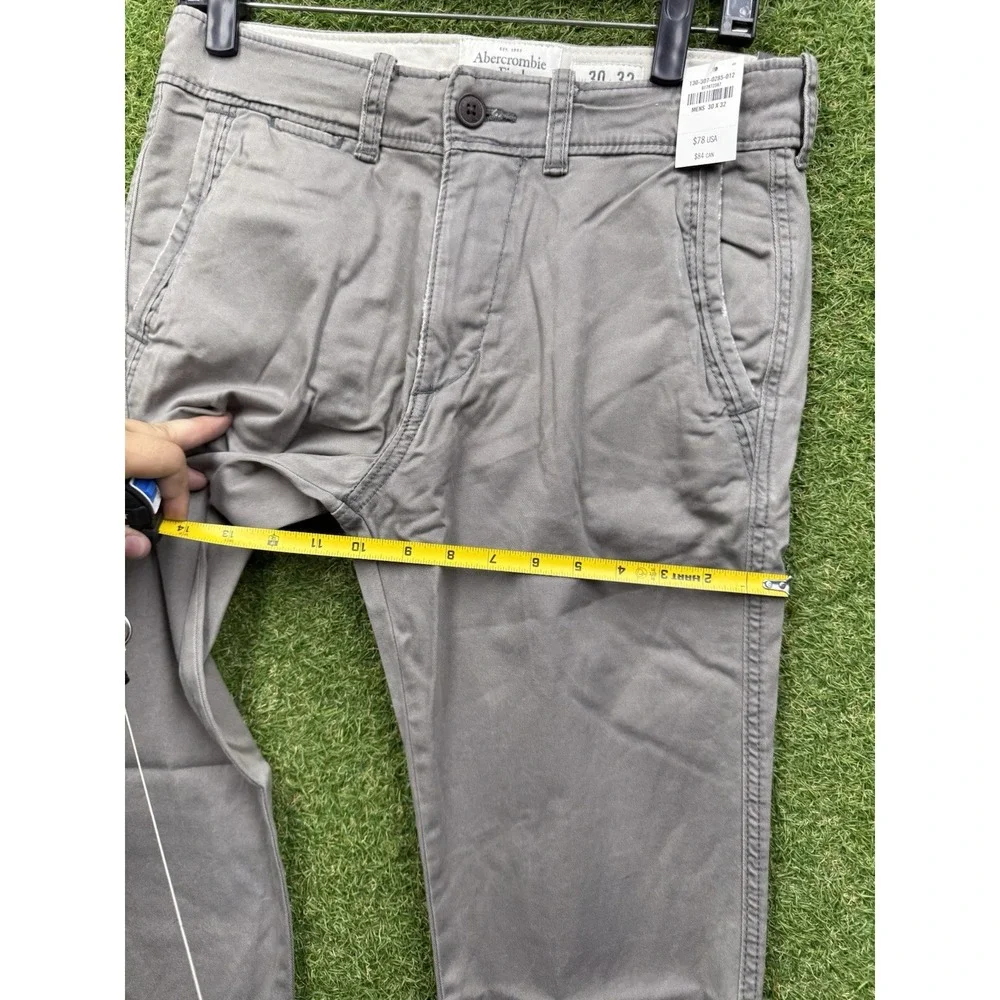 Abercrombie & Fitch Chino Pants Mens 30x32 The A&F Skinny Stretch Grey Khaki NWT